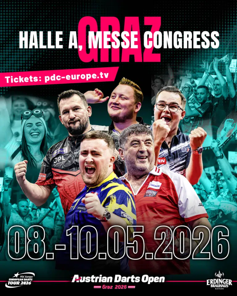 Dartspieler und Zuschauer bei den Austrian Darts Open in Graz 2026